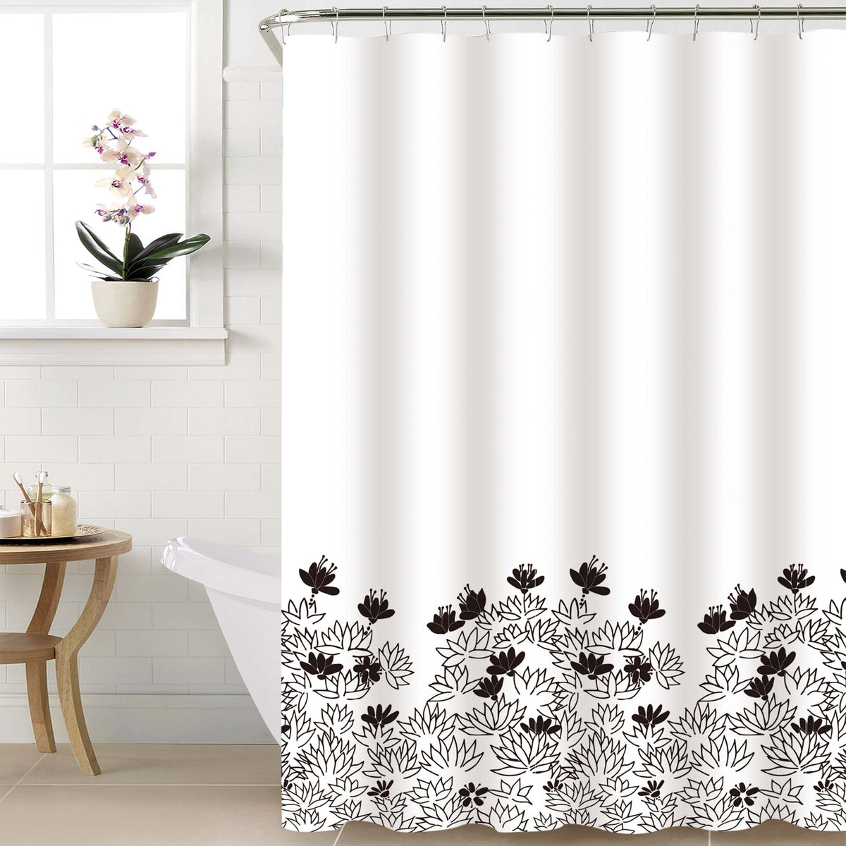 Cortina de baño 180x180 impermeable + 12 ganchos Santos