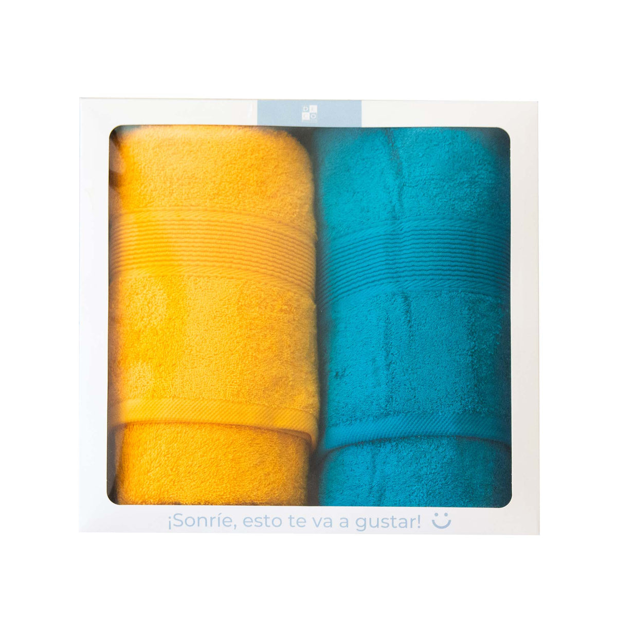 Set 2 Toallas de baño550gr 70x140 cm Turquesa y Amarillo