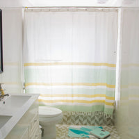 Cortina Baño Tela Mas Flecos Marinera