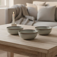 Set 4 Bowls Cerámica Borde Beige - Loza granel