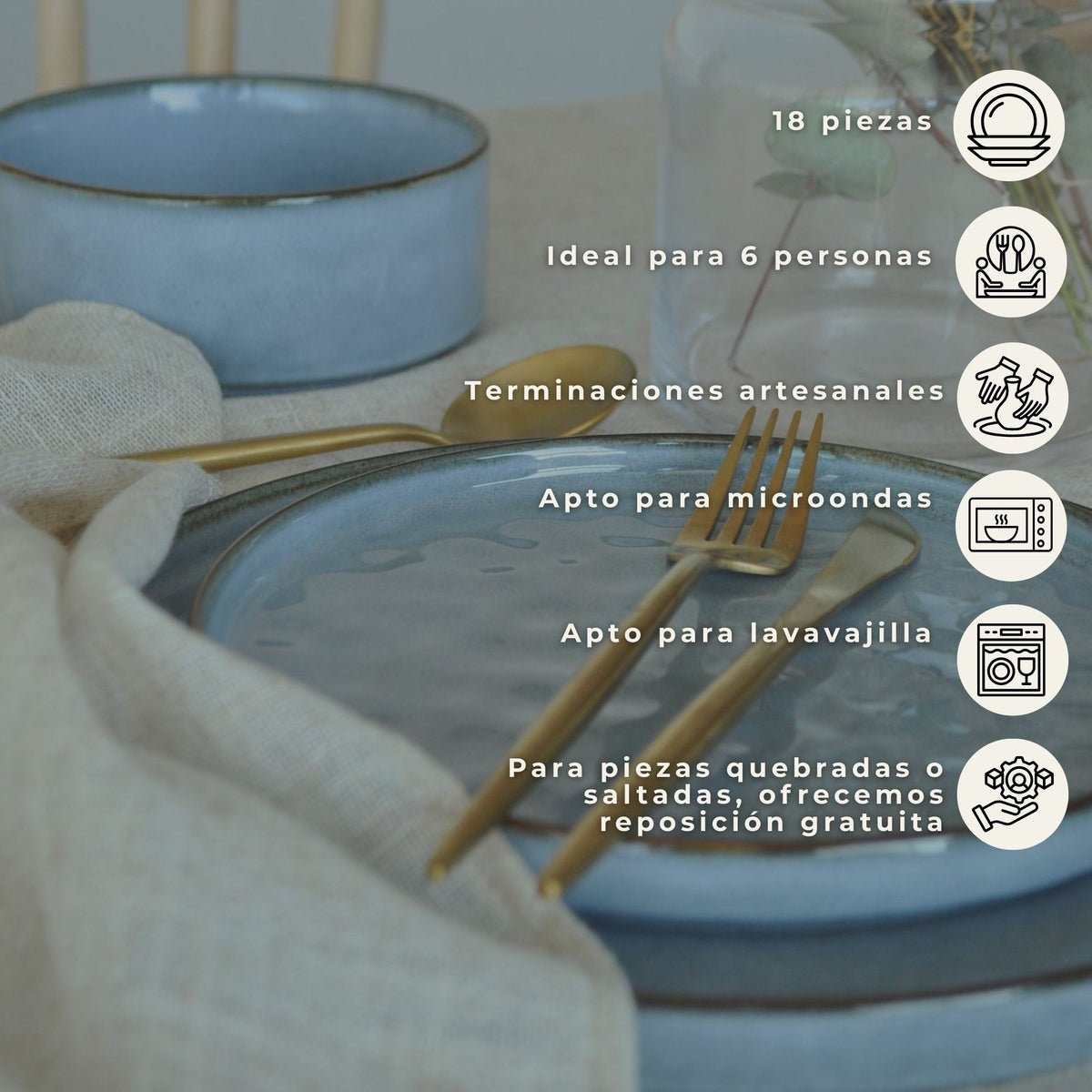 Juego de loza 18 piezas Vajilla Cerámica Mónaco