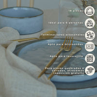 Juego de loza 18 piezas Vajilla Cerámica Mónaco