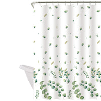 Cortina de baño 180x180 impermeable + 12 ganchos Eucalipto