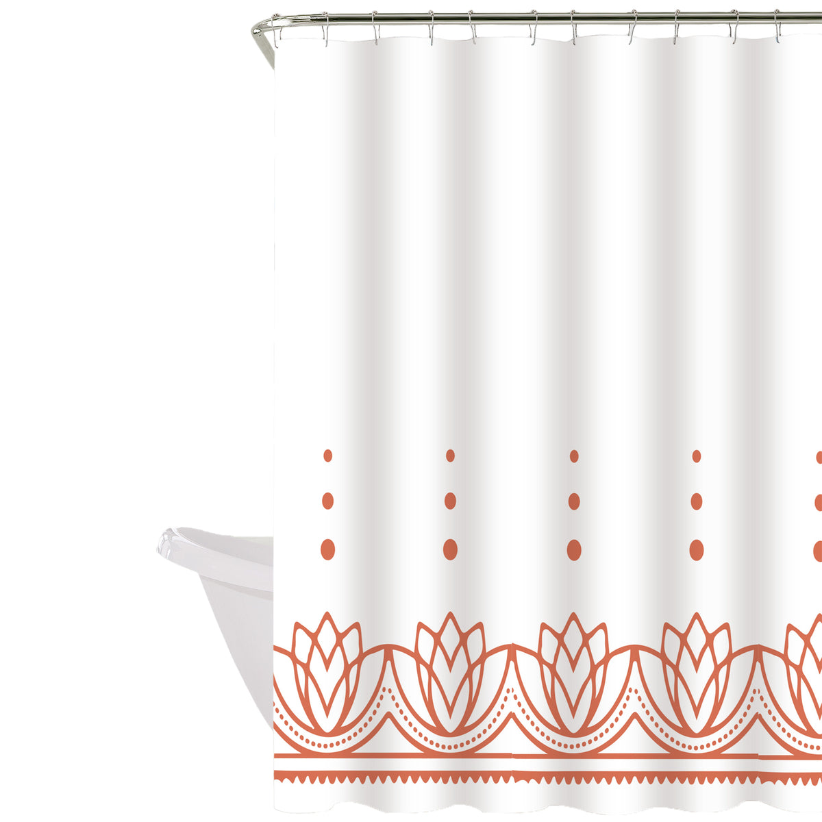 Cortina de baño 180x180 impermeable + 12 ganchos Loto Coral