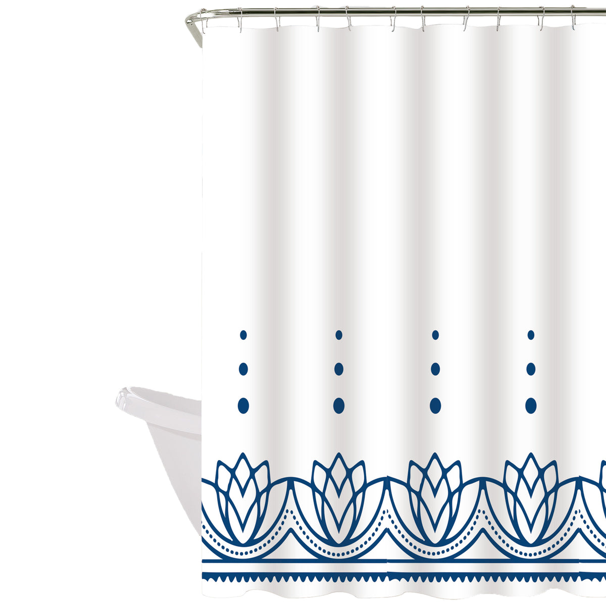 Cortina de baño 180x180 impermeable + 12 ganchos Loto Azul