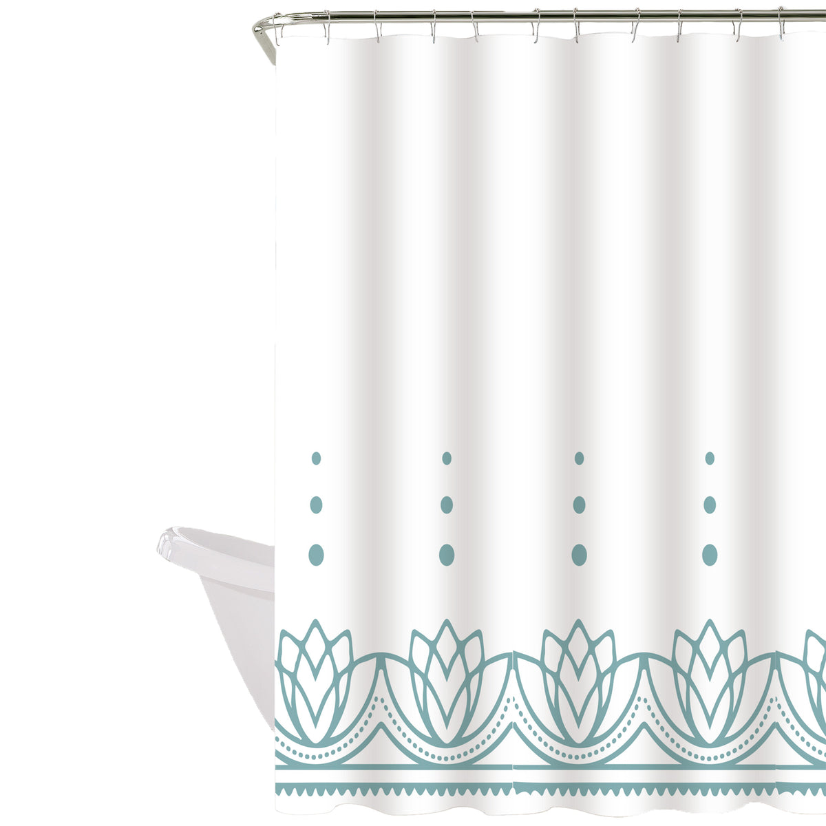 Cortina de baño 180x180 impermeable + 12 ganchos Loto Turquesa