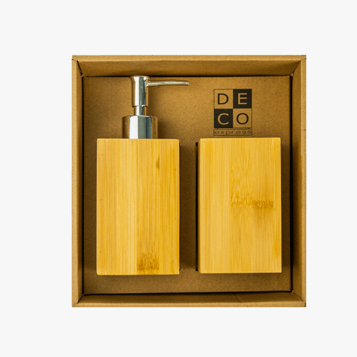 Set 2 accesorios de baño Dispensador de jabón y Vaso Bamboo