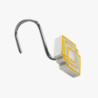 Cortina de baño 180x180 impermeable + 12 ganchos Geometrica Dorada