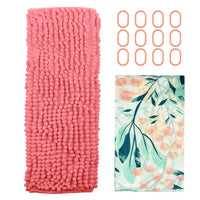 Cortina de baño 180x180 impermeable + 12 ganchos y Piso de baño Boho