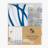 Cortina de baño 180x180 impermeable + 12 ganchos Loto Azul