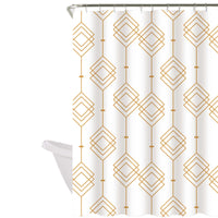 Cortina de baño 180x180 impermeable + 12 ganchos Geometrica Dorada