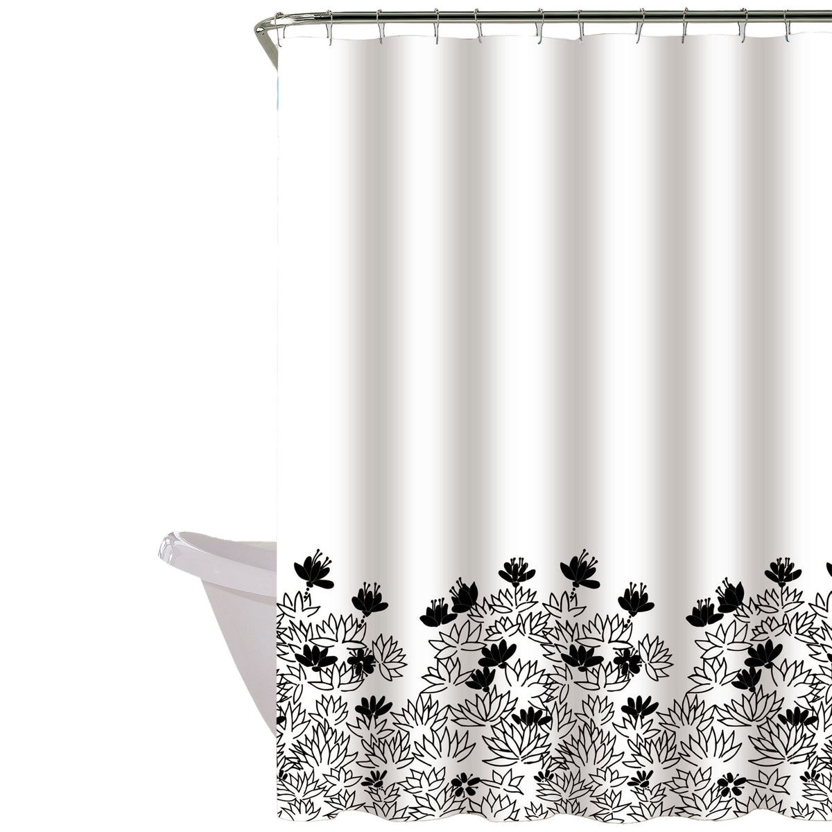 Cortina de baño 180x180 impermeable + 12 ganchos Santos