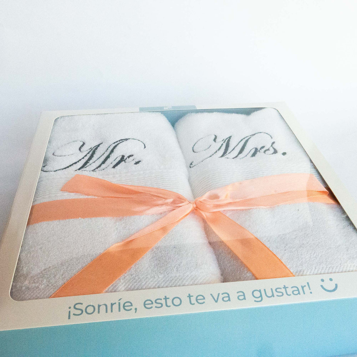 Set 2 Toallas de Baño Bordado Mr y Mrs 100% Algodón