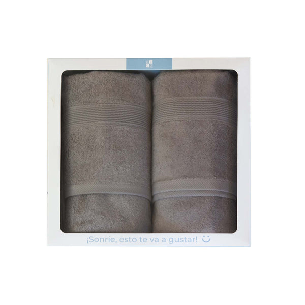 Set 2 Toallas 550gr 70x140/45x90cm Gris - Decoexpress