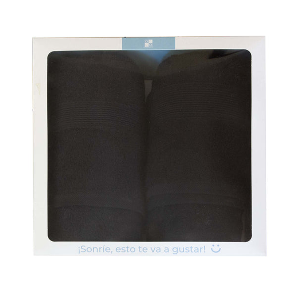 Set 2 Toallas de baño 550gr 70x140 cm Negro - Decoexpress
