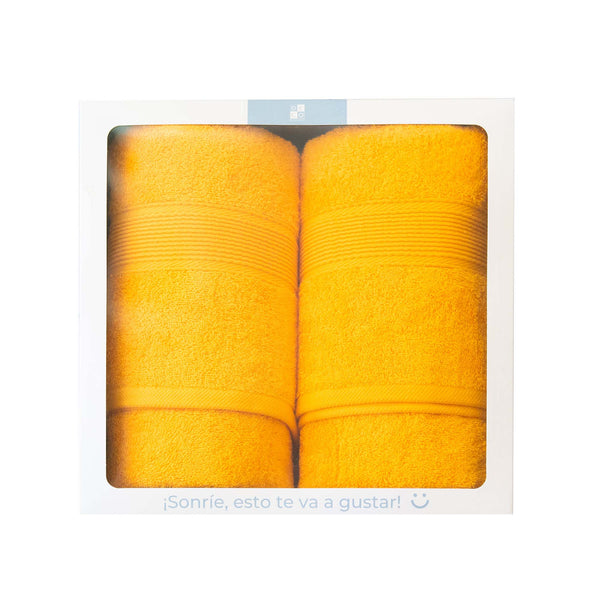 Set 2 Toallas 550gr 70x140/45x90cm Amarillo - Decoexpress