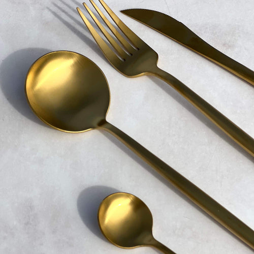 Set de Cubiertos 16 Piezas Dorado Acero Inoxidable 18/10 - Decoexpress