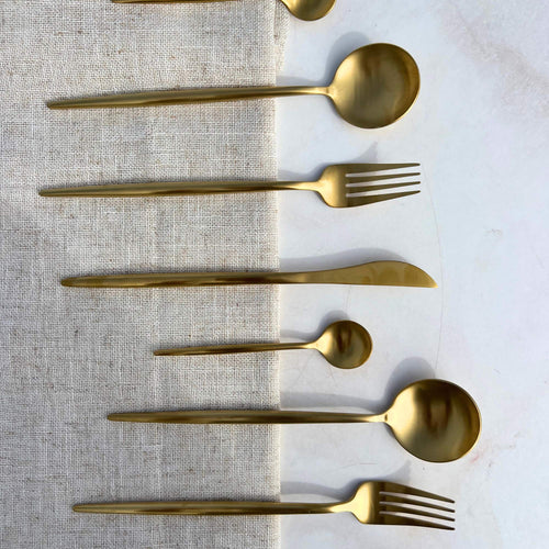 Set de Cubiertos 16 Piezas Dorado Acero Inoxidable 18/10 - Decoexpress