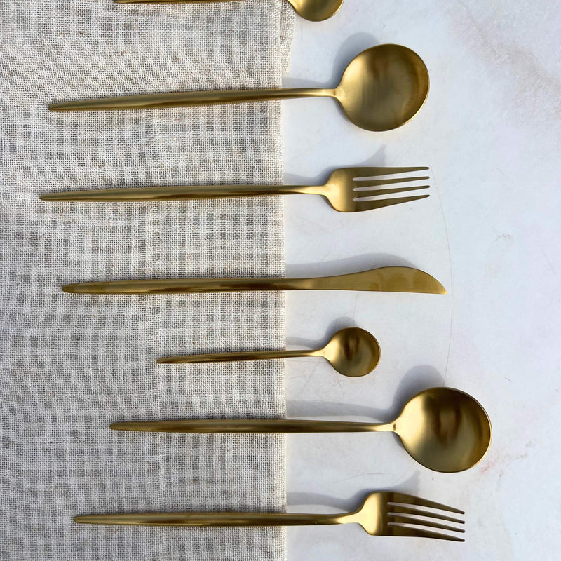 Set de Cubiertos 16 Piezas Dorado Acero Inoxidable 18/10