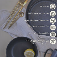 Juego de loza 18 piezas Vajilla Cerámica Edimburgo