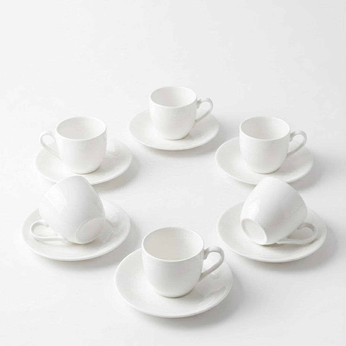 Set 6 Tazas y Platillos Espresso 120 ml Bone New Bone China - Lucerna
