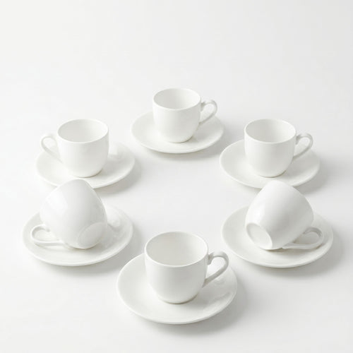 Set 6 Tazas y Platillos Espresso 120 ml Bone New Bone China - Lucerna