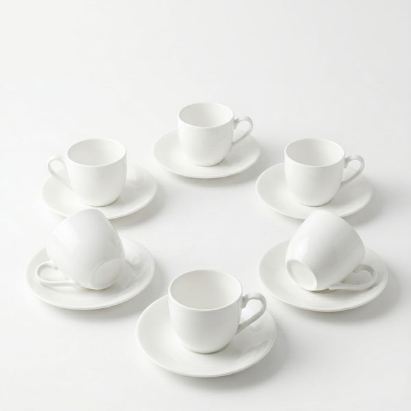 Set 6 Tazas y Platillos Espresso 120 ml Bone New Bone China - Lucerna