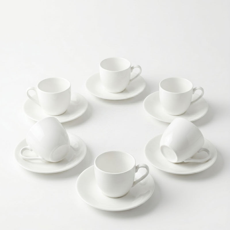 Set 6 Tazas y Platillos Espresso 120 ml Bone New Bone China - Lucerna
