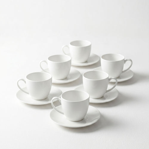 Set 6 Tazas y Platillos 260 ml New Bone China - Lucerna