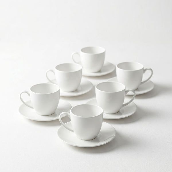 Set 6 Tazas y Platillos 260 ml New Bone China - Lucerna