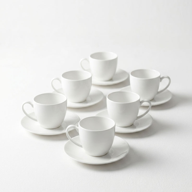 Set 6 Tazas y Platillos 260 ml New Bone China - Lucerna