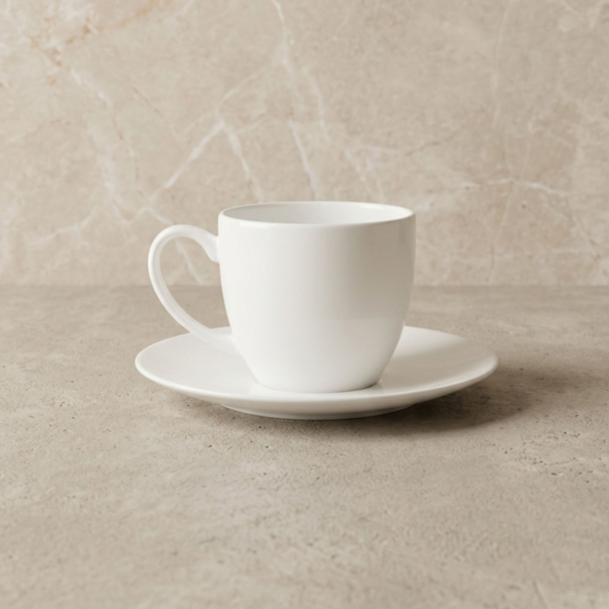 Set 6 Tazas y Platillos 260 ml New Bone China - Lucerna