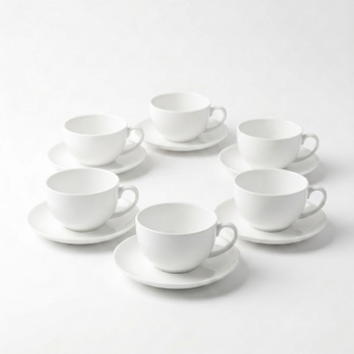 Set 6 Tazas y Platillos 300 ml New Bone China - Lucerna