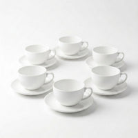 Set 6 Tazas y Platillos 300 ml New Bone China - Lucerna