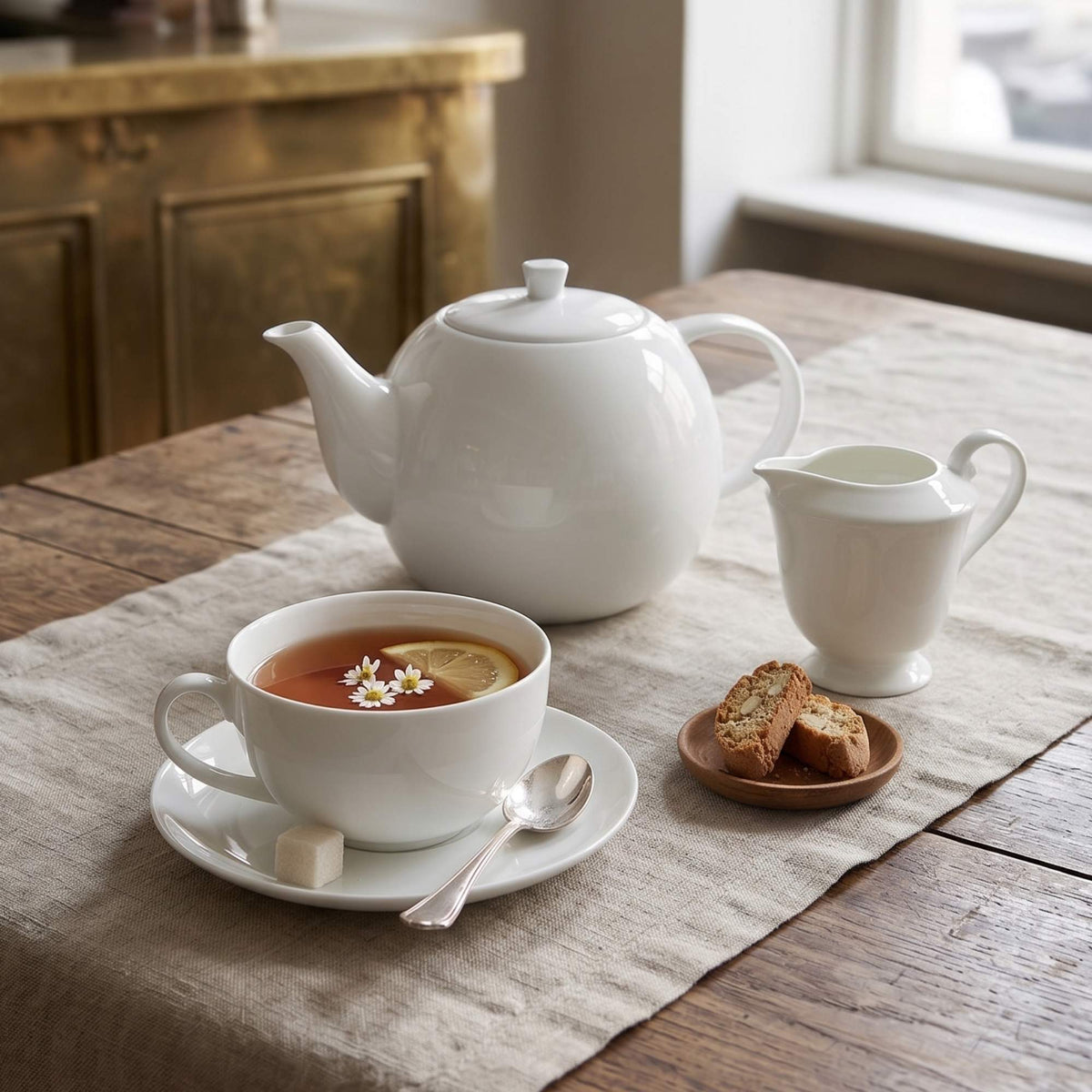 Set 6 Tazas y Platillos 300 ml New Bone China - Lucerna