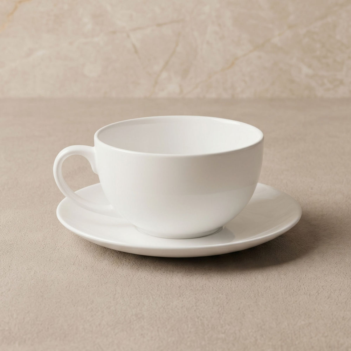Set 6 Tazas y Platillos 300 ml New Bone China - Lucerna