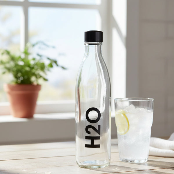 Botella Vidrio 1 Litro - Agua - Decoexpress