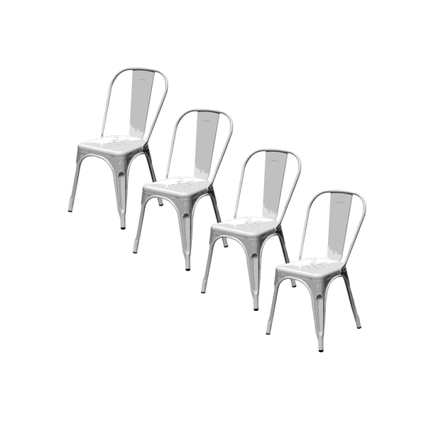 Pack 4 Sillas Metálicos Tolix Plateado - Decoexpress
