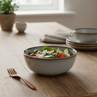 Set 4 Bowls Cerámica Borde Beige - Loza granel