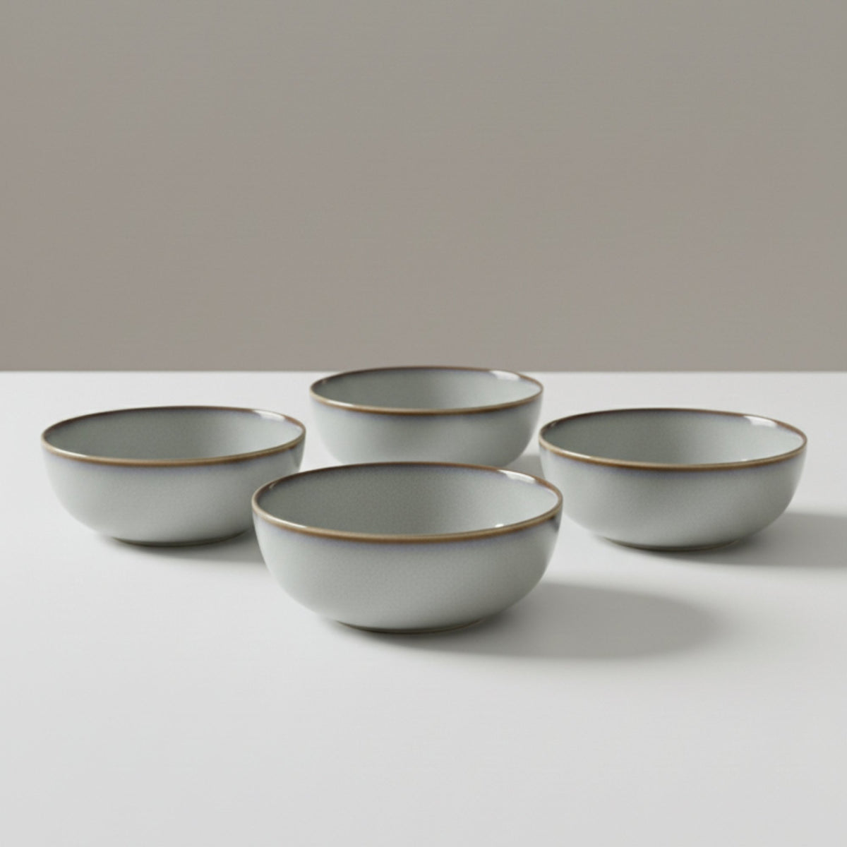 Set 4 Bowls Cerámica Borde Beige - Loza granel