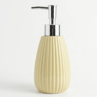 Set 2 accesorios de baño Dispensador de jabón y Vaso Cerámica Acanalada Amarillo