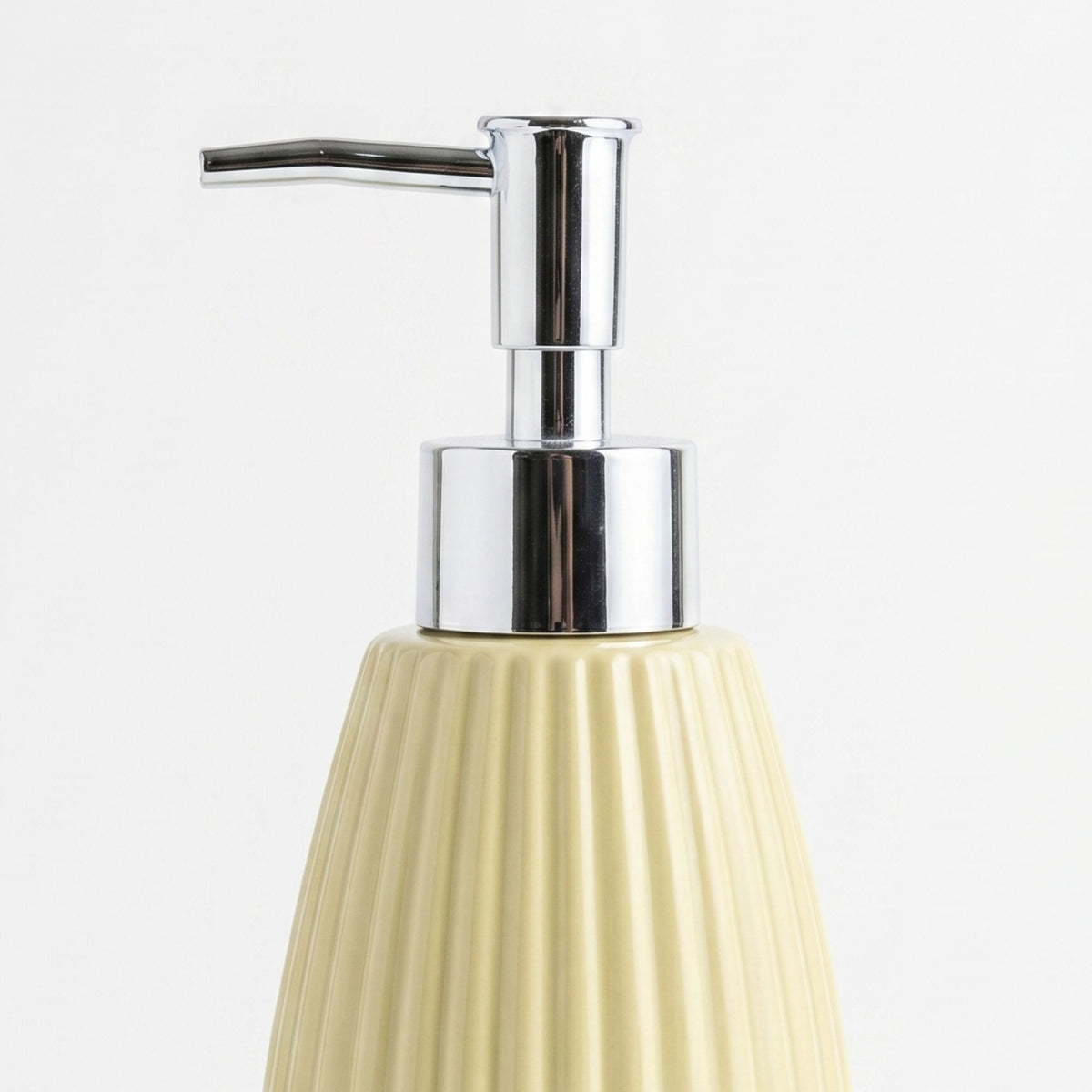 Set 2 accesorios de baño Dispensador de jabón y Vaso Cerámica Acanalada Amarillo