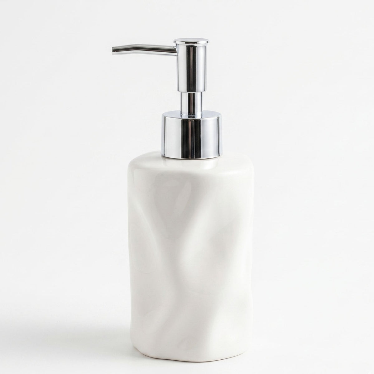 Set 2 accesorios de baño Dispensador de jabón y Vaso Cerámica Esculpida Blanco