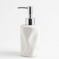 Set 2 accesorios de baño Dispensador de jabón y Vaso Cerámica Esculpida Blanco
