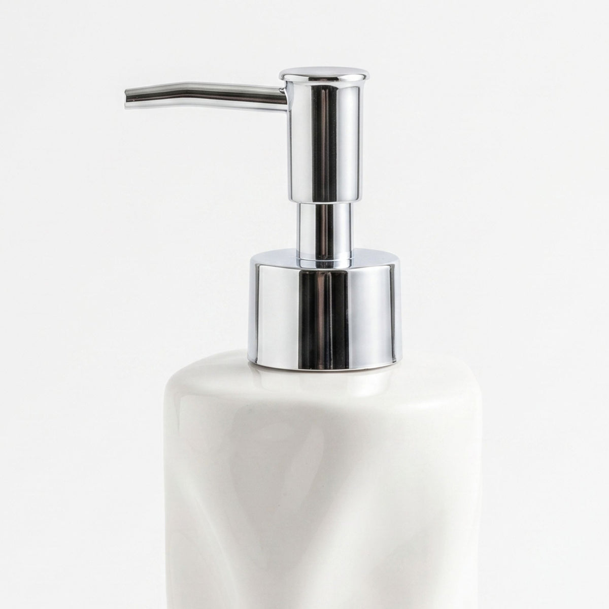 Set 2 accesorios de baño Dispensador de jabón y Vaso Cerámica Esculpida Blanco