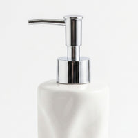 Set 2 accesorios de baño Dispensador de jabón y Vaso Cerámica Esculpida Blanco