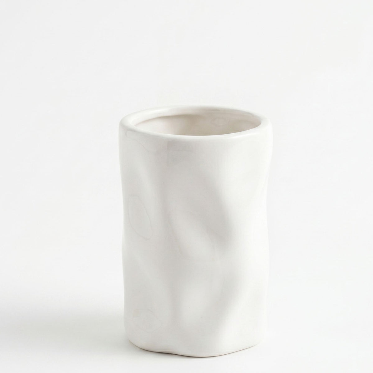 Set 2 accesorios de baño Dispensador de jabón y Vaso Cerámica Esculpida Blanco