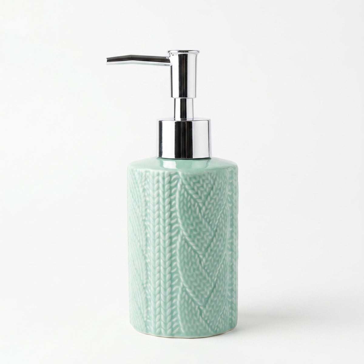 Set 2 accesorios de baño Dispensador de jabón y Vaso Cerámica Tejida Turquesa