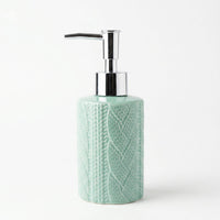 Set 2 accesorios de baño Dispensador de jabón y Vaso Cerámica Tejida Turquesa