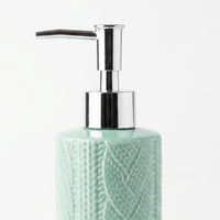 Set 2 accesorios de baño Dispensador de jabón y Vaso Cerámica Tejida Turquesa
